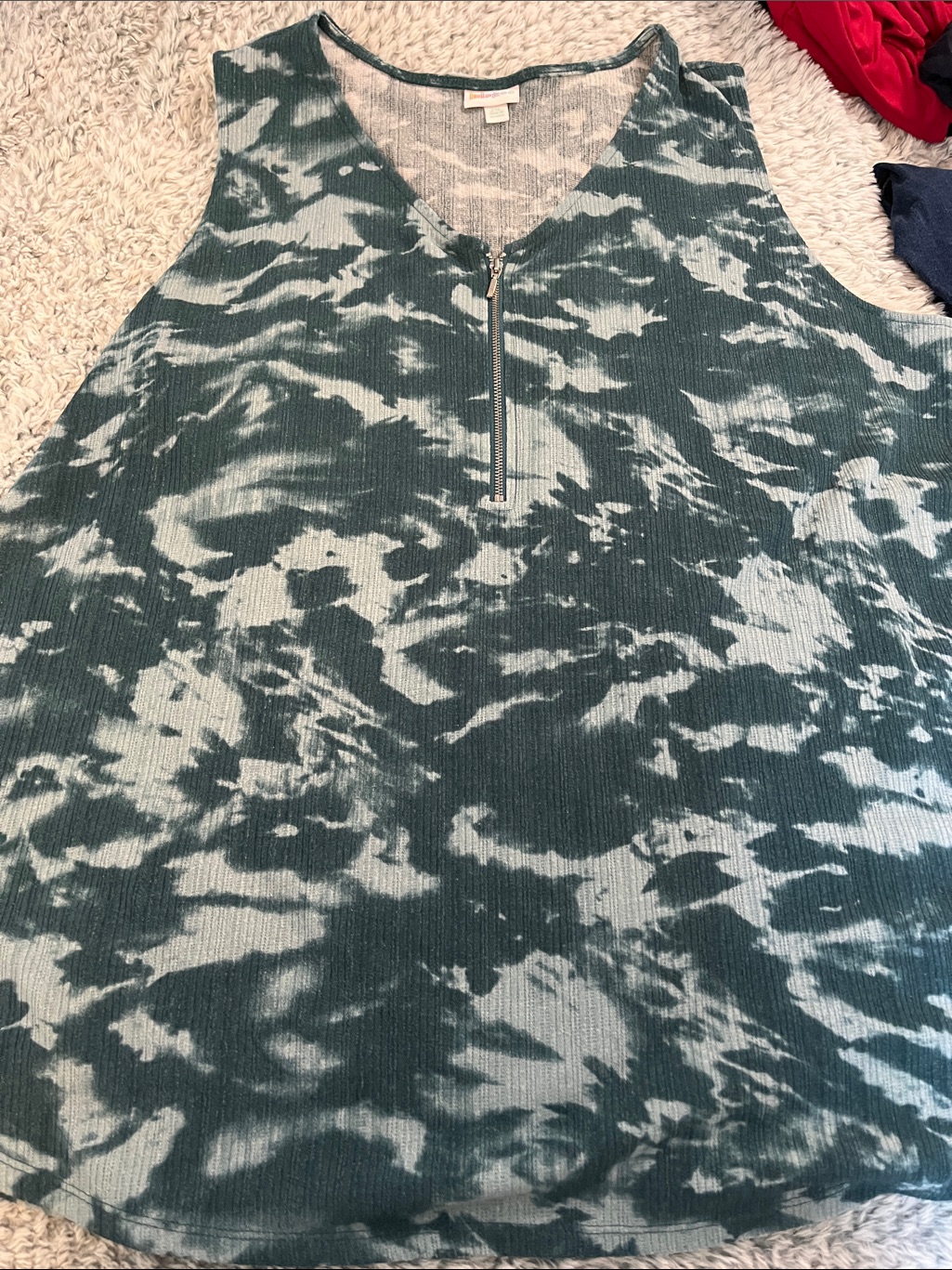 Lularoe Green And Cream Ribbed Tank Top With Tag